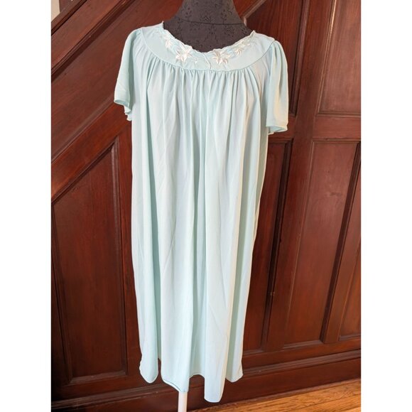 Light Blue Embroidered Floral Nightgown By Marisa Christina Classics - Womens Me - Picture 1 of 7